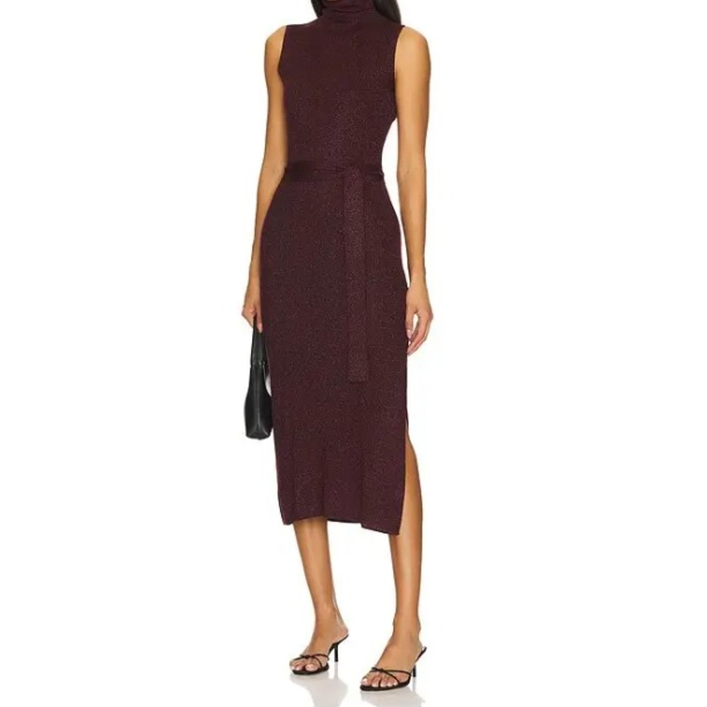 NEW WITH TAGS Paige Women's Rib Zoelle Dress - Size M -‎ Color Burgundy